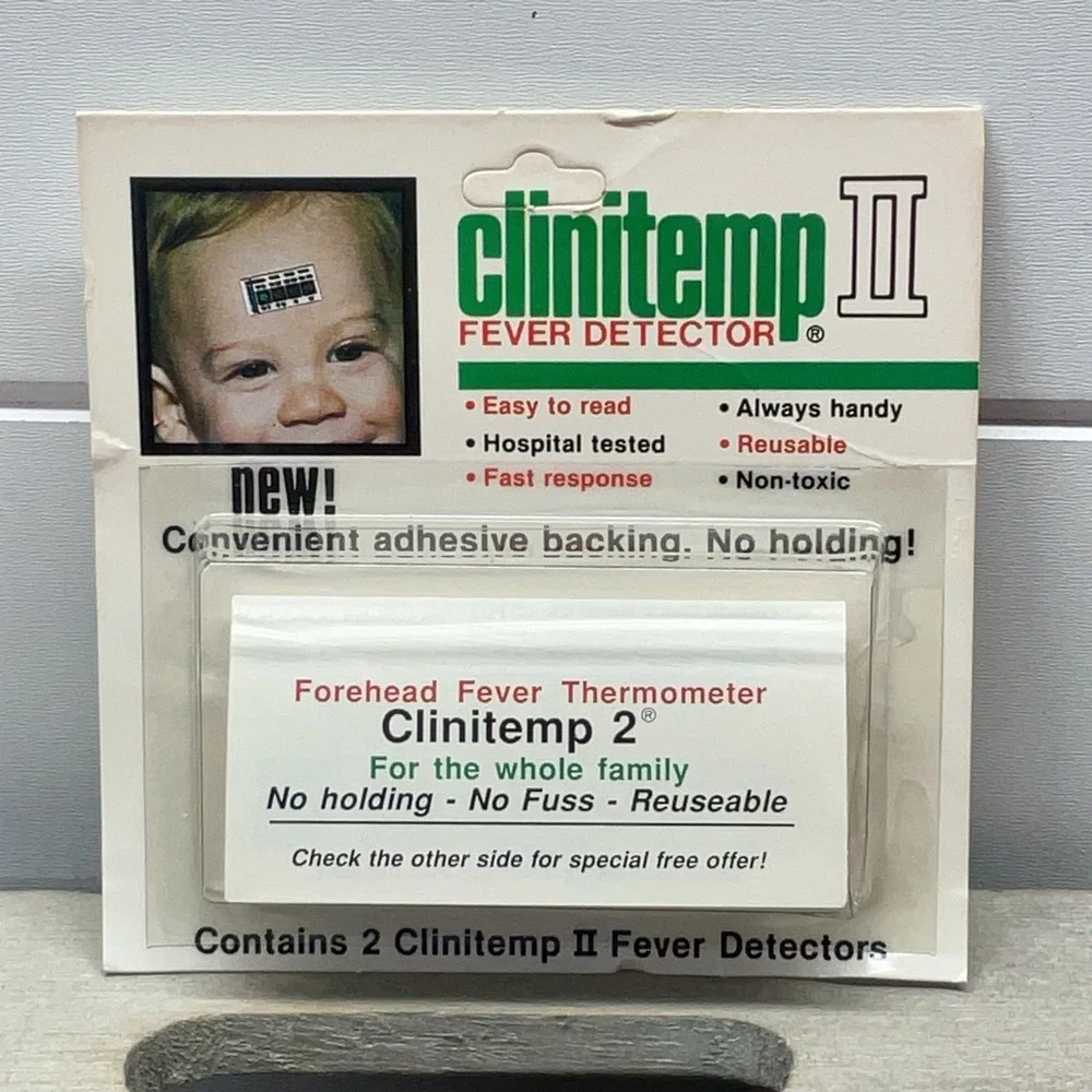 Vintage 1986 Clinitemp II Forehead Fever Detector Thermometer 2 Pack New 102